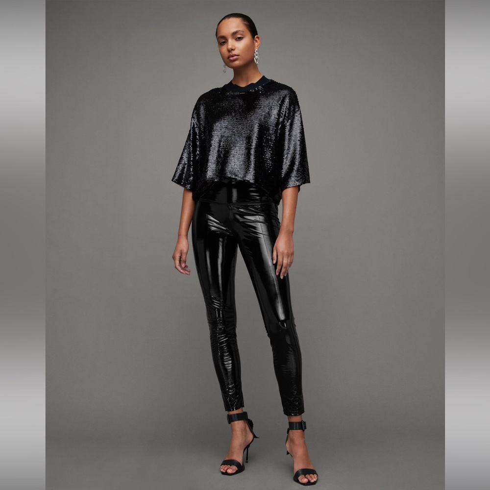 AllSaints Cora Shine Leggings - Brand New with Tags! US Size 10 in Black.